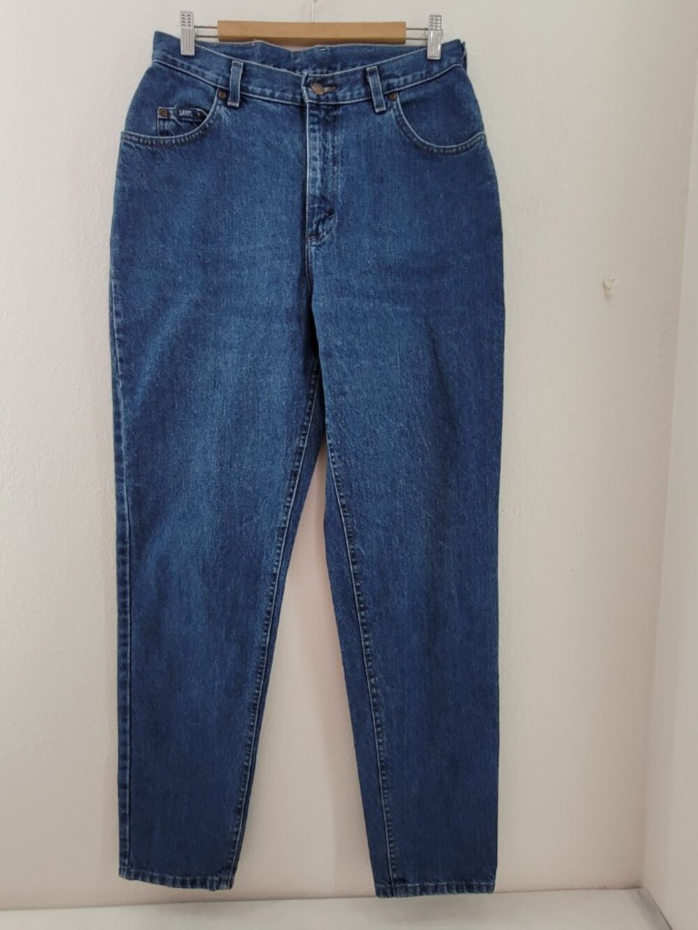Vintage Lee Jeans Women's 14L Blue Tapered High Rise Mom 100% Cotton USA 30x34
